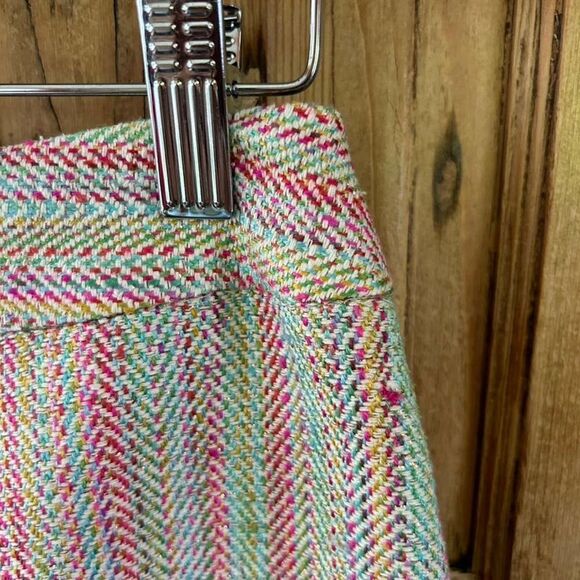 Trina Turk Tweed Pencil Skirt Rainbow Colorful Fringe Office Womens Size 2 - Picture 6 of 11